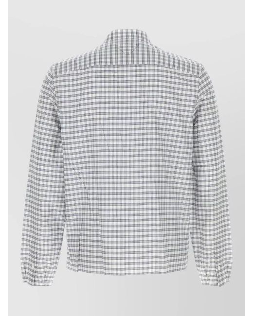 Prada Gray Embroidered Cotton Shirt for men