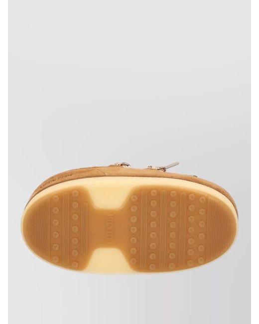 Moon Boot Natural Leather Shearling Slippers