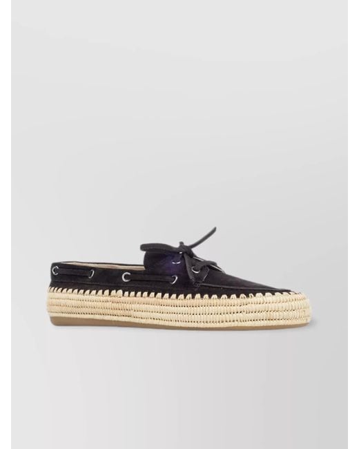 Miu Miu Natural Loafers With Espadrille Sole And Eyelet Detailing