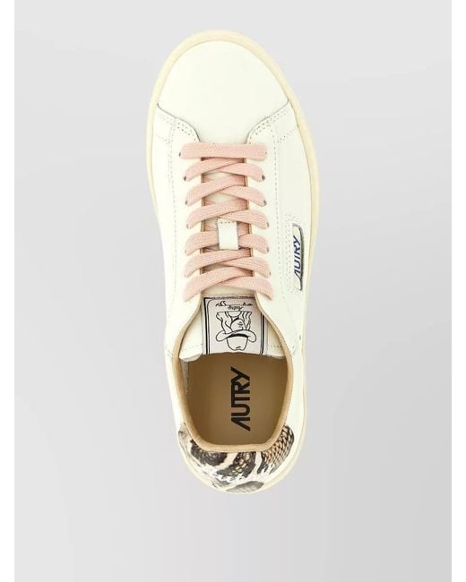Autry Natural Dallas Low Lace Up Sneakers Snakeskin Detail