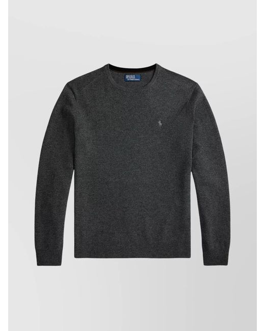 Polo Ralph Lauren Black Ribbed Crew Neck Sweater With Long Sleeves for men