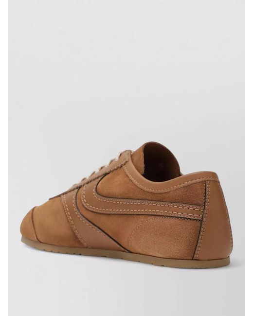 Dries Van Noten Brown Sneakers Contrast Stitching Rubber Sole Suede Upper