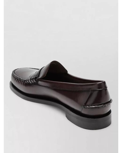 Sebago Black Leather Loafers Penny Strap Round Toe for men