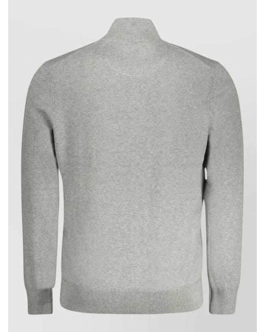 Timberland Gray Cotton Ribbed Full-Zip Cardigan for men