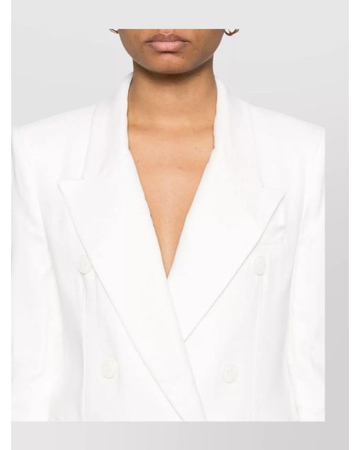 Elisabetta Franchi White Linen Blend Double-Breasted Blazer