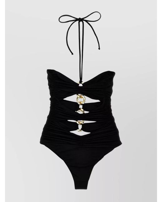 Elisabetta Franchi Black Chain One-Piece Swimsuit