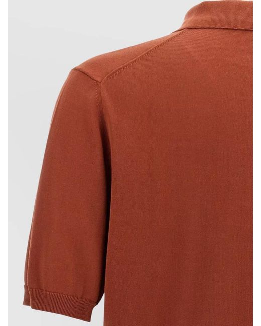 Zanone Red Cotton Polo Shirt Straight Cut Ribbed Collar Hem for men