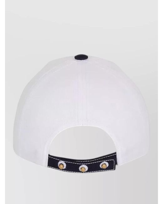 Balmain White Cotton Hat Curved Brim Design for men