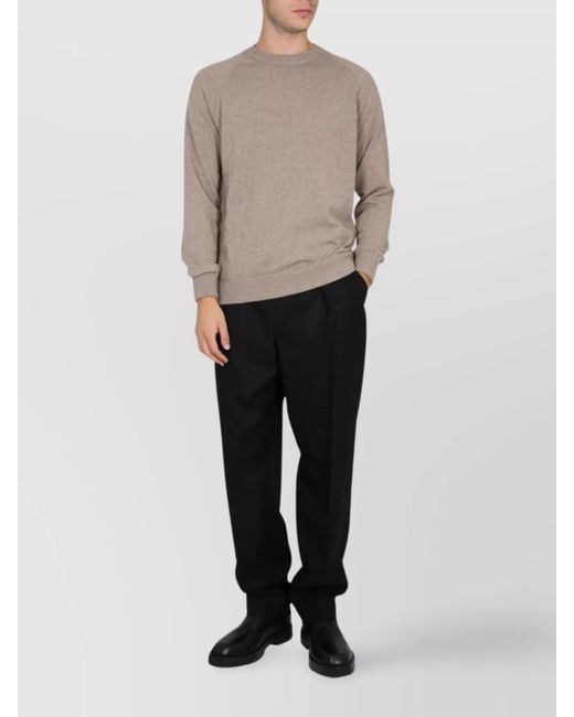 Drumohr White Ribbed Cashmere Cross-Neck Jumper for men
