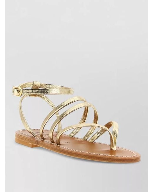 K. Jacques Hemeree Flat Sole Metallic Finish Sandals