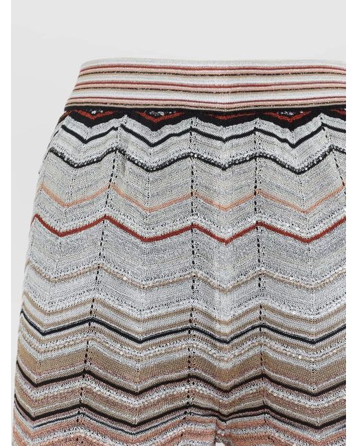 Missoni Gray Chevron Lamé High-Rise Wide-Leg Trousers