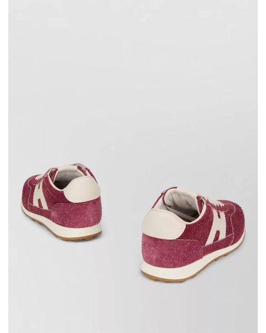 Hogan Pink Suede Sneakers Rubber Sole Flexible Grip