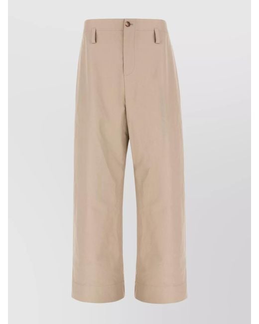 McQueen Natural Cotton Cropped Trousers for men
