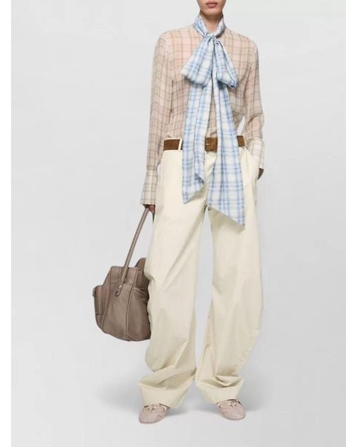 Acne Natural Wide Leg Pants Belt Loops Side Pockets