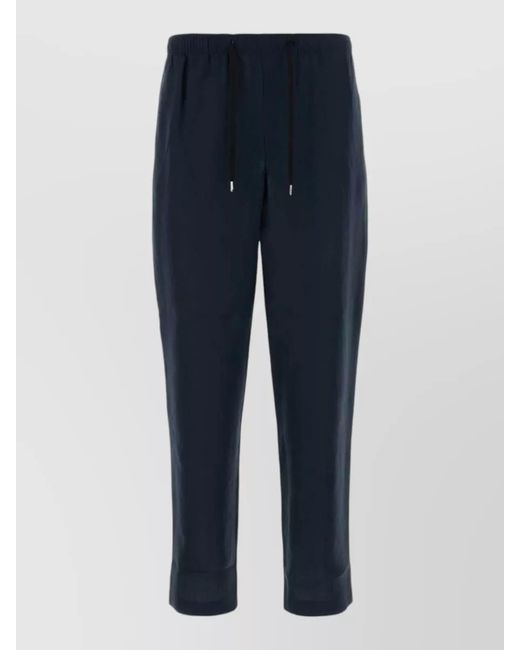 Cellar Door Blue Alfred Linen Trousers Cuffed Hem Design for men