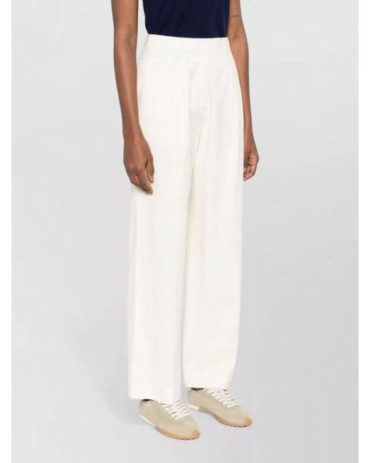 DUNST Natural Chino Trousers Cotton Blend Pleated Wide Leg