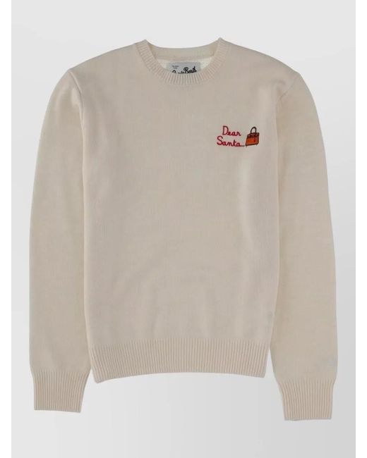 Mc2 Saint Barth White New Queen Jersey Crew Neck Embroidery