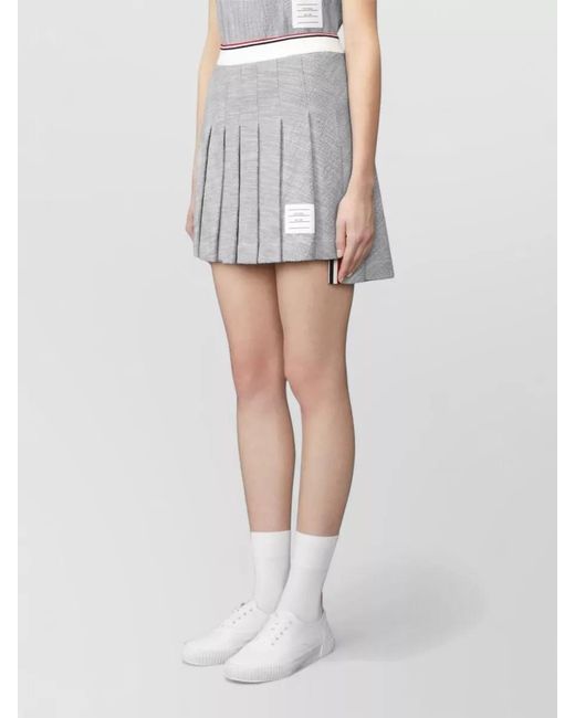 Thom Browne Gray Tweed Mini Skirt Pleated Mid Rise Stripe