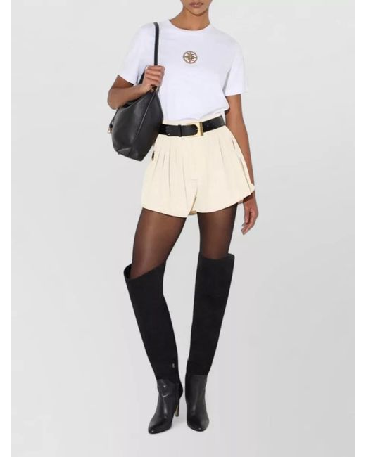 Elisabetta Franchi White High Waist Shorts Short Sleeve Design