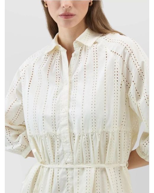 Woolrich Natural Cotton Broderie Anglaise Shirt Mini Dress