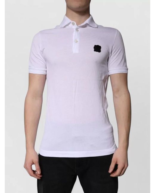 Dolce & Gabbana White Cotton Logo Polo Shirt for men