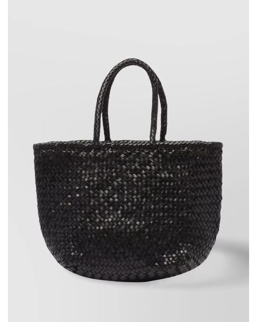Dragon Diffusion Black Grace Basket Small Leather Tote Bag