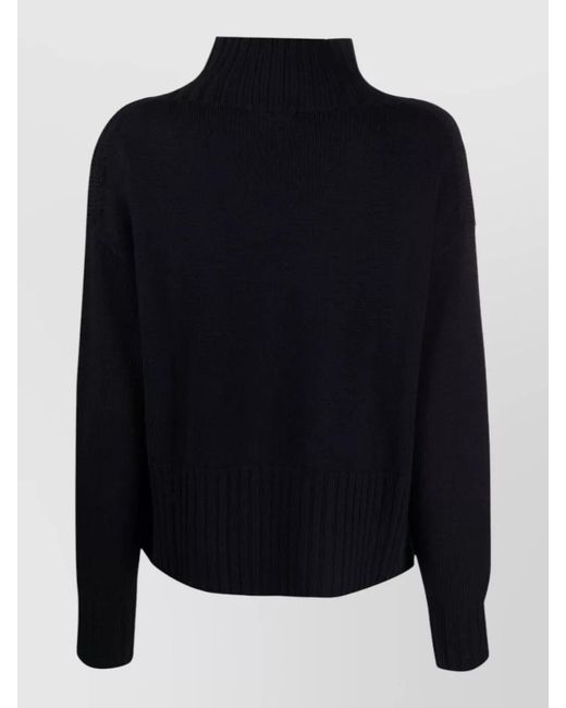 Drumohr Black High Neck Merino Wool Knitted Sweater