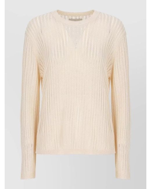 Loulou de Saison Natural Sheer Ribbed Viscose Sweater Long Sleeves