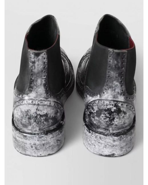 Dolce & Gabbana Gray Leather Brogue Chelsea Ankle Boots for men