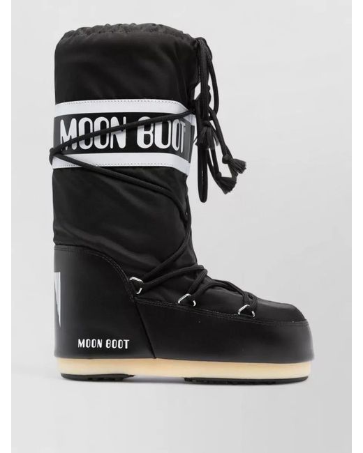 Moon Boot Black Nylon Logo Print Snow Boots for men