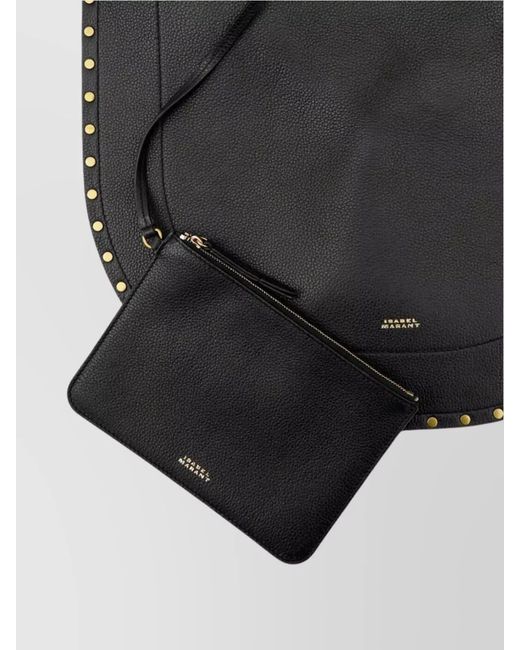 Isabel Marant Black Oskan Hobo Leather Shoulder Bag