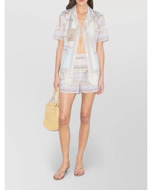 Tory Burch White Camp Sleep Shorts Relaxed Fit