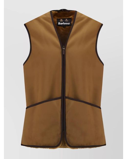 Barbour Brown Faux Fur Reversible Sleeveless Jacket for men
