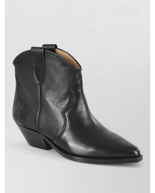 Isabel Marant Black Dewina Western Ankle Boots Pointed Toe