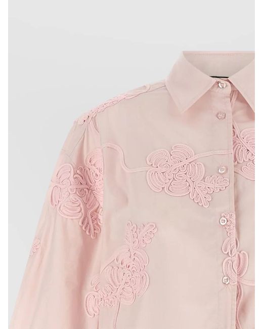 ROTATE BIRGER CHRISTENSEN Pink Floral-Embroidered Cotton Shirt
