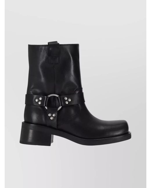P.A.R.O.S.H. Black Buckled Leather Ankle Boots