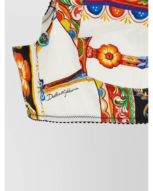 Dolce & Gabbana Multicolor Carretto Lace Crop Top Adjustable Straps
