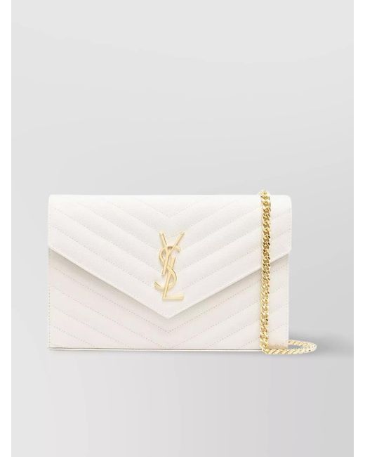 Saint Laurent Natural Cassandre Leather Clutch Bag