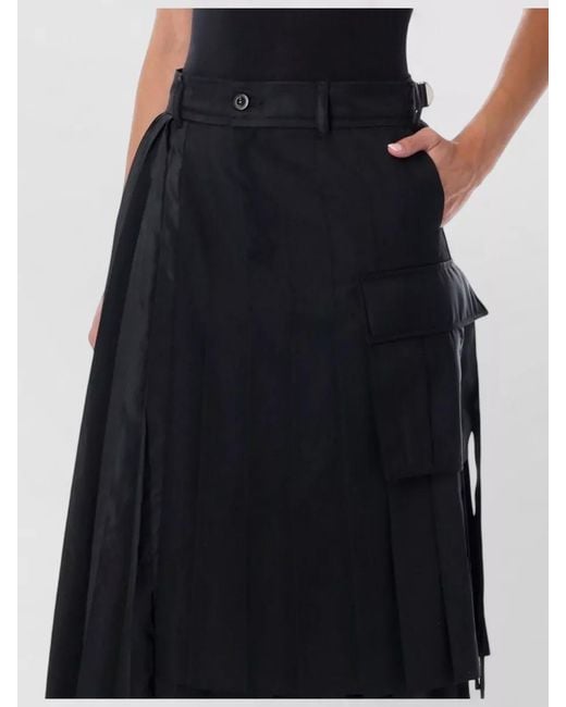 Sacai Black Suiting Nylon Twill High Waist Skirt