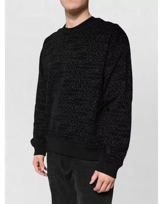 Dolce & Gabbana Black Cotton Logo-Print Crew-Neck Sweatshirt for men