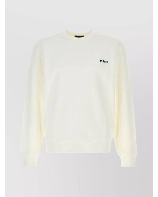 A.P.C. White Ribbed Crew Neck Long Sleeve T-Shirt for men