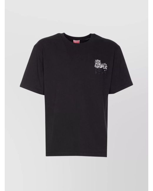 KENZO Black Tiger Logo Crewneck T-Shirt With Graphic Print for men