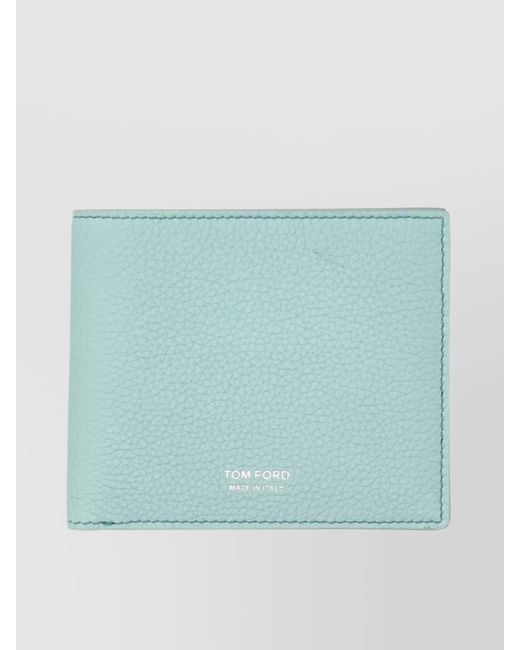 Tom Ford Blue Textured Bi-Fold Wallet With Classic Design for men