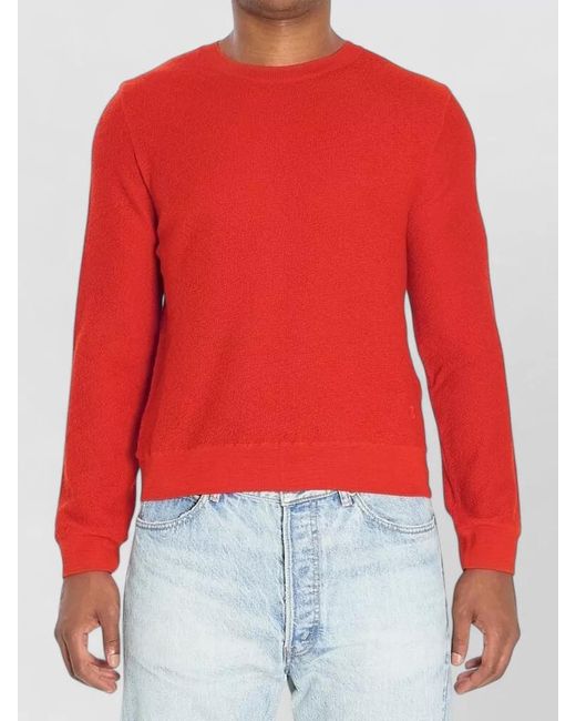 Céline Red Ribbed Trim Wool Crew Neck Sweater for men