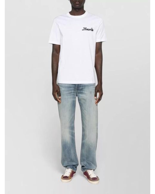 Lanvin White Cotton Logo-Print Short-Sleeve T-Shirt for men