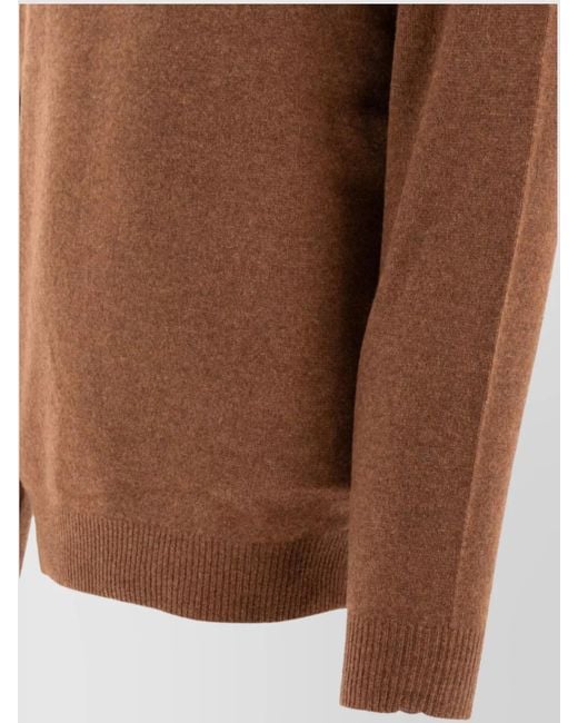 Beams Plus Brown Wool Polo Sweater for men