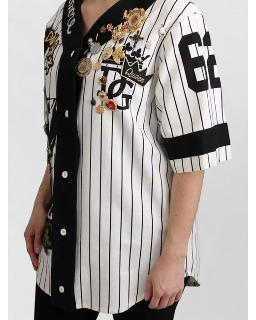 Dolce & Gabbana Black Striped V Neck Baseball Jacket Religious Charms