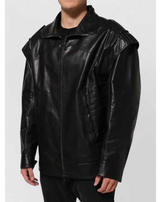 Dolce & Gabbana Black Leather Biker Jacket for men