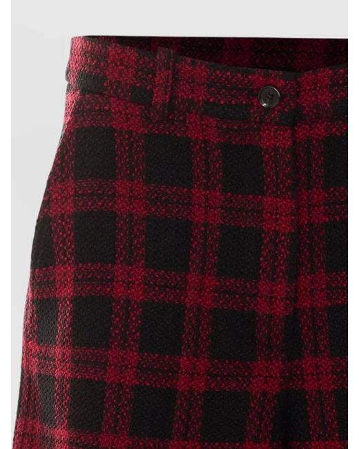 Pinko Red Straight Shorts Belt Loops Checked Pattern
