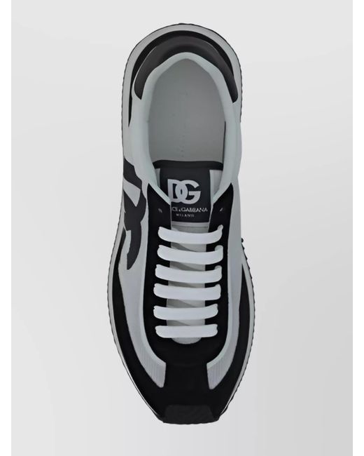 Dolce & Gabbana Black Leather Mesh Low-Top Sneakers for men